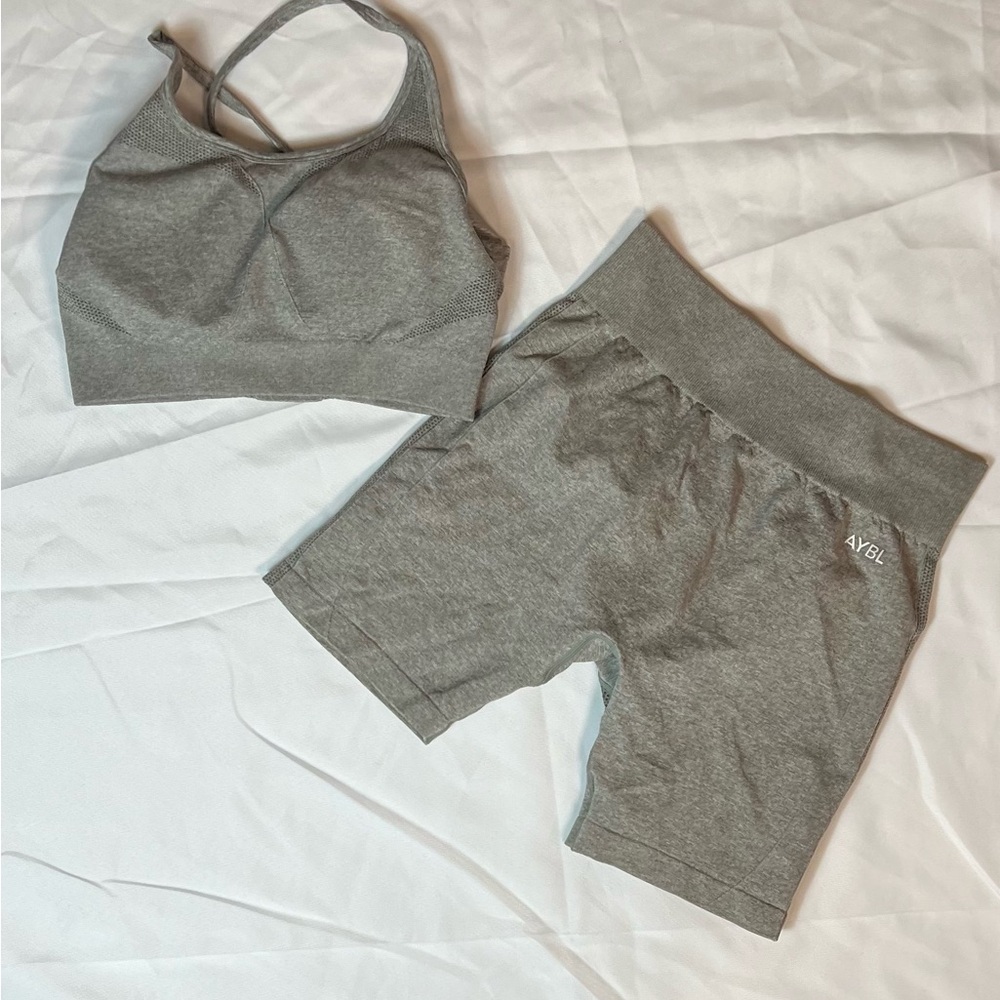 AYBL Heather Gray Sports Bra and Shorts Set
